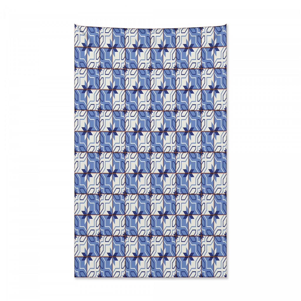 Abakuhaus marokkanisch Wandteppich und Tagesdecke, Azulejo-Stil Fliesen aus Weiches Mikrofaser Stoff Kein Verblassen Klare Farben Waschbar, 140 x 2...