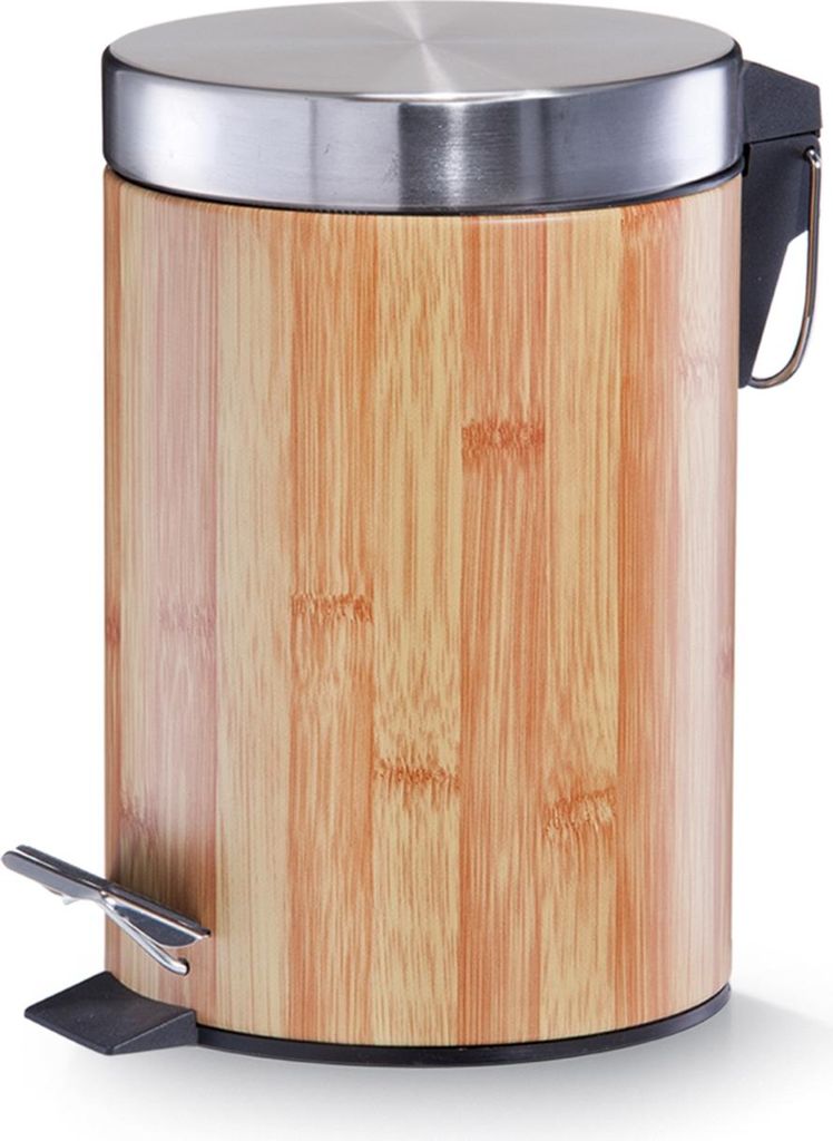 Zeller Poubelle à pédale, 3 l, décor bambou, métal Ø17x26 Image du produit 