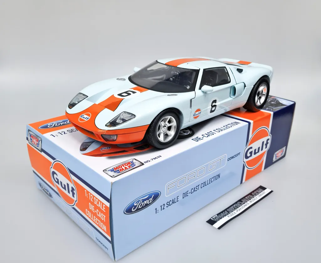 Voiture miniature Ford GT Concept 2004 Gulf bleu et orange 1:12