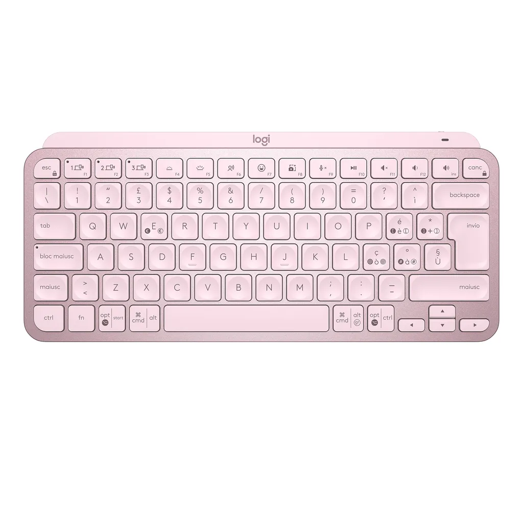 Clavier Compact Logitech MX Keys Mini Rose avec Touches Rétroéclairées