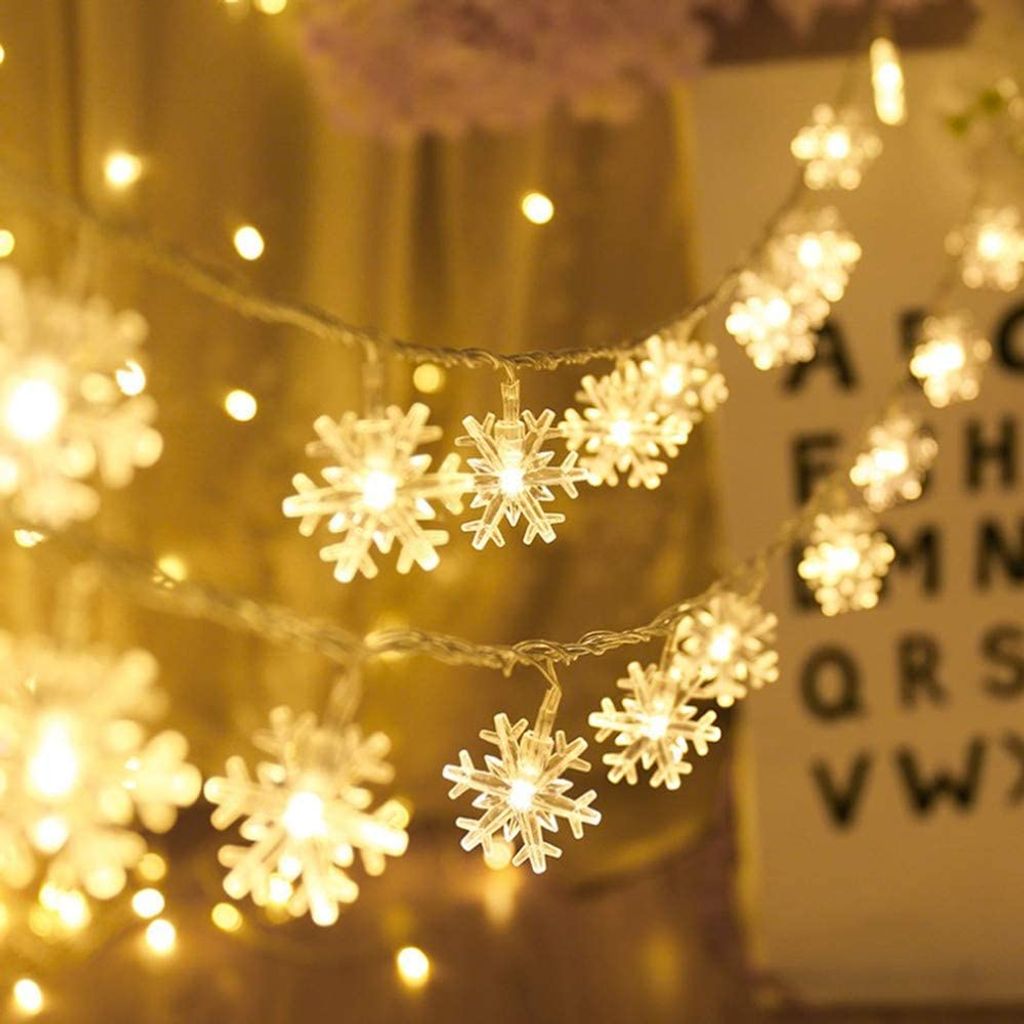 LED Lichterkette Weihnachtsbeleuchtung Schneeflocke Deko Beleuchtung Innen/Außen 
