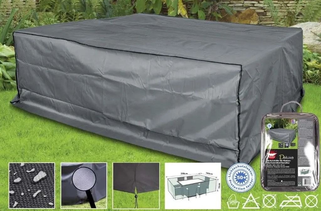 Coperchio protettivo set deluxe in rattan, circa 200x160x70