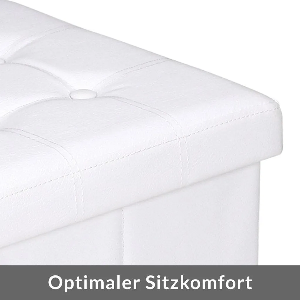 Banc de rangement en MDF blanc 80 x 40 x 40 cm pliable pour salon - 3