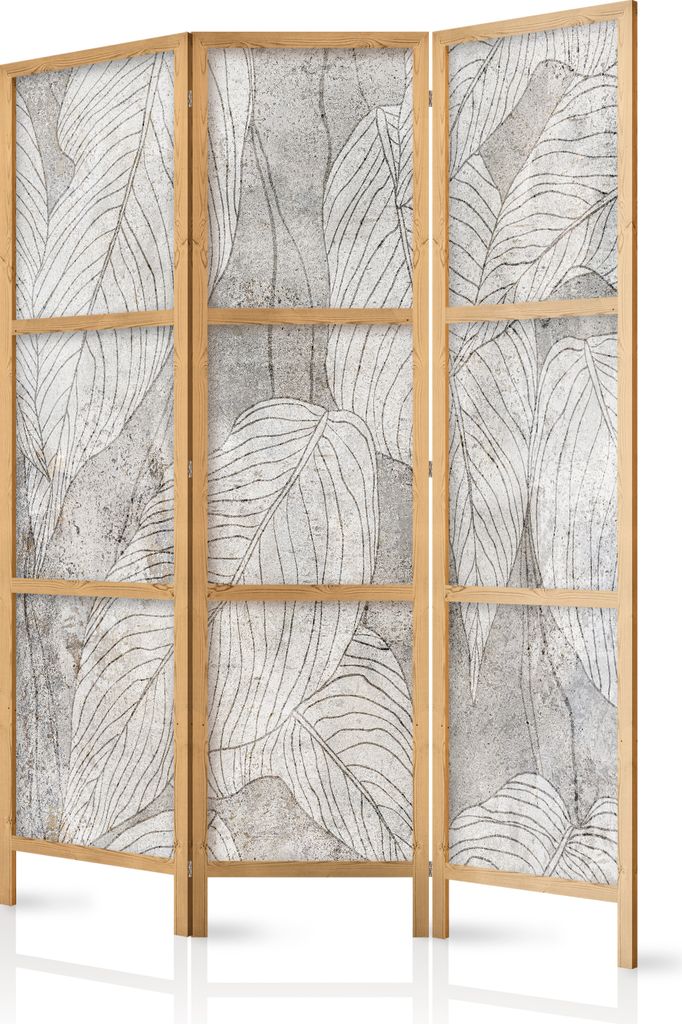 Paravent Blätter 135x171 cm - 3-teilig - einseitig - eleganter Sichtschutz - Raumteiler - Trennwand - Raumtrenner - Holz - Design Motiv - Deko - J...