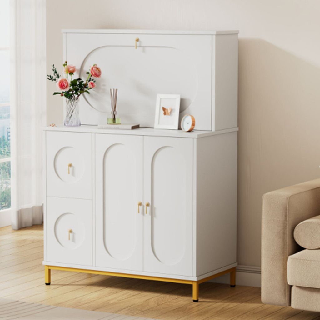 Kommode,Schreibtisch,Schrank,Arbeitstisch ,Computertisch,Weiß