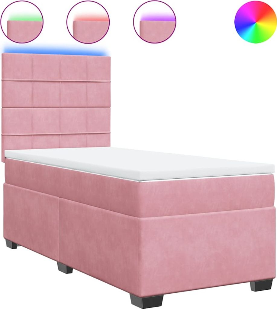 vidaXL Boxspringbett mit Matratze Rosa 80x200 cm Samt