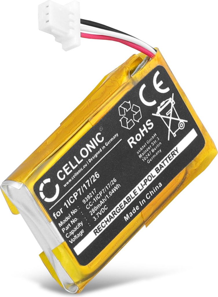 CELLONIC 1x Akku für Haustechnik Kompatibel mit Google Nest Hello (NC5100US), Kompatibel mit Nest 1ICP7/17/26 - ( 280mAh, 3.7V)