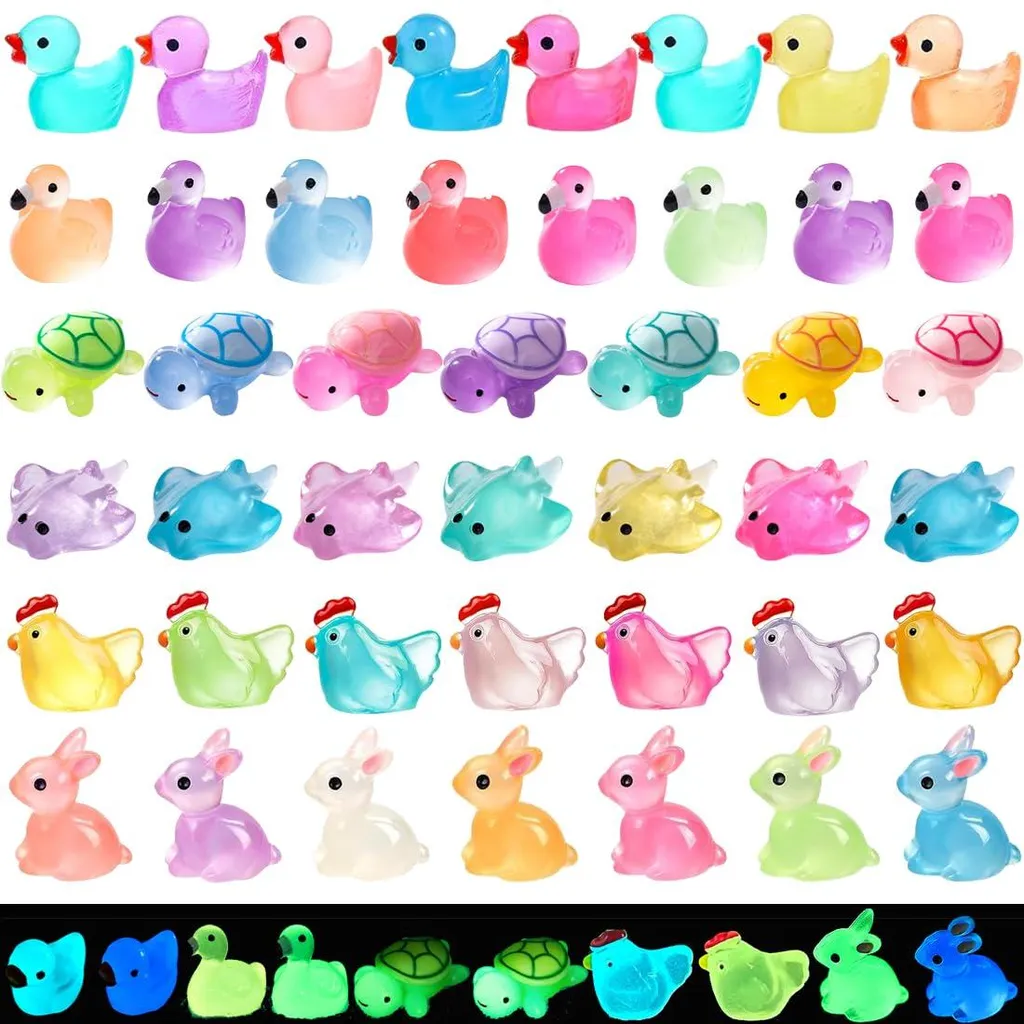 50 Mini Figurines Canards et Animaux en Résine pour Jardin Féérique