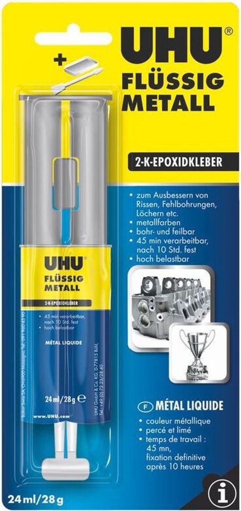 Uhu Flüssigmetall 2Komponenten Epoxidharzkleber hoch belastbar 24ml