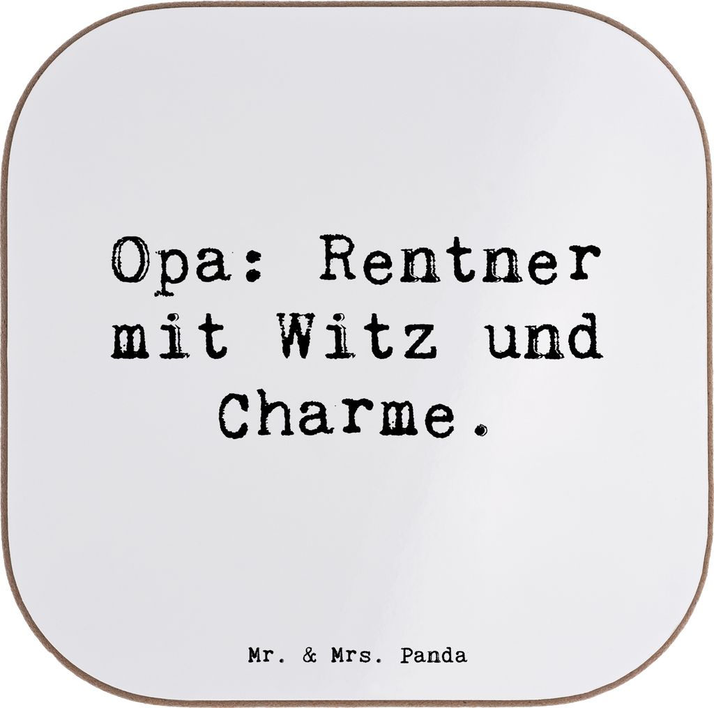 Mr. & Mrs. Panda Personalisierter Bierdeckel Opa Rentner - Weiß - Geschenk, Lächeln, Familie, Liebe, Personalisierte Glasuntersetzer, Verwandte, ...