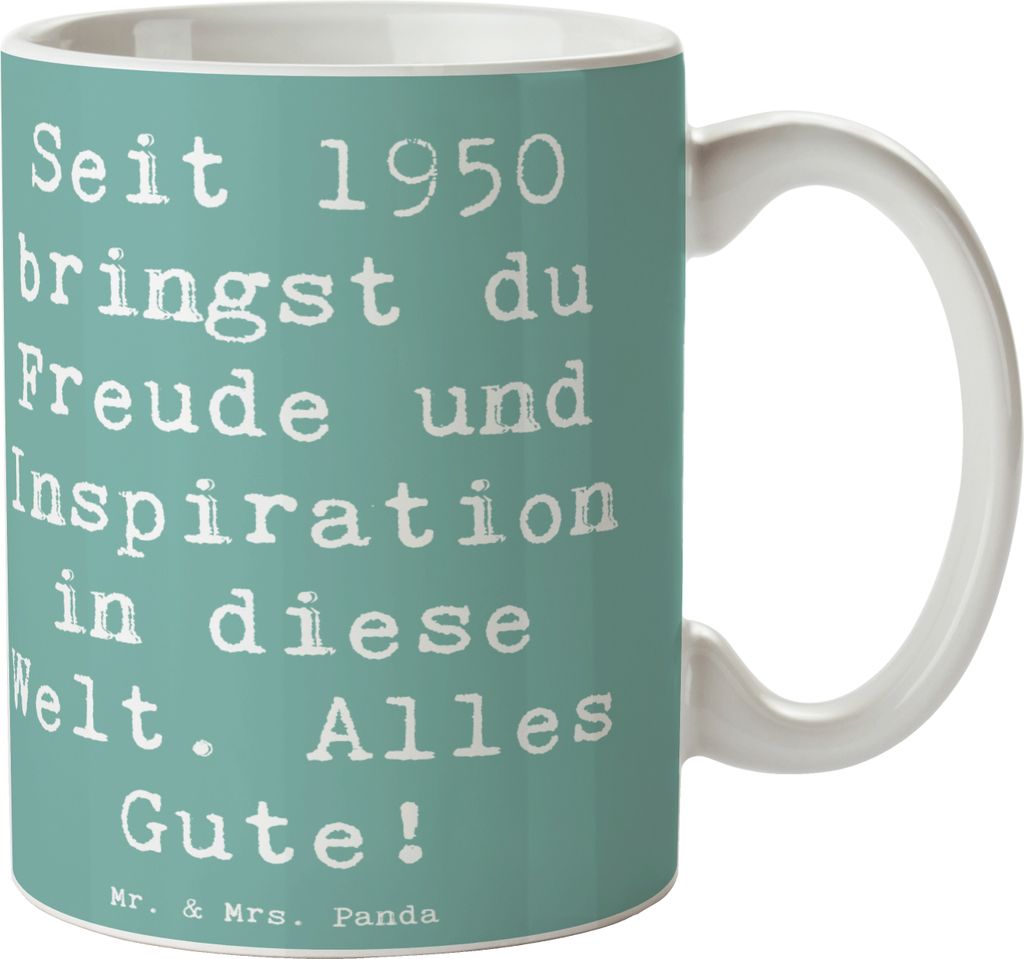 Mr. & Mrs. Panda Bedruckte Tasse Spruch 1950 Geburtstag - Meeresbrise - Geschenk, Becher, Glückwunsch, positive Einflüsse, Lebensreise, nostalgis...