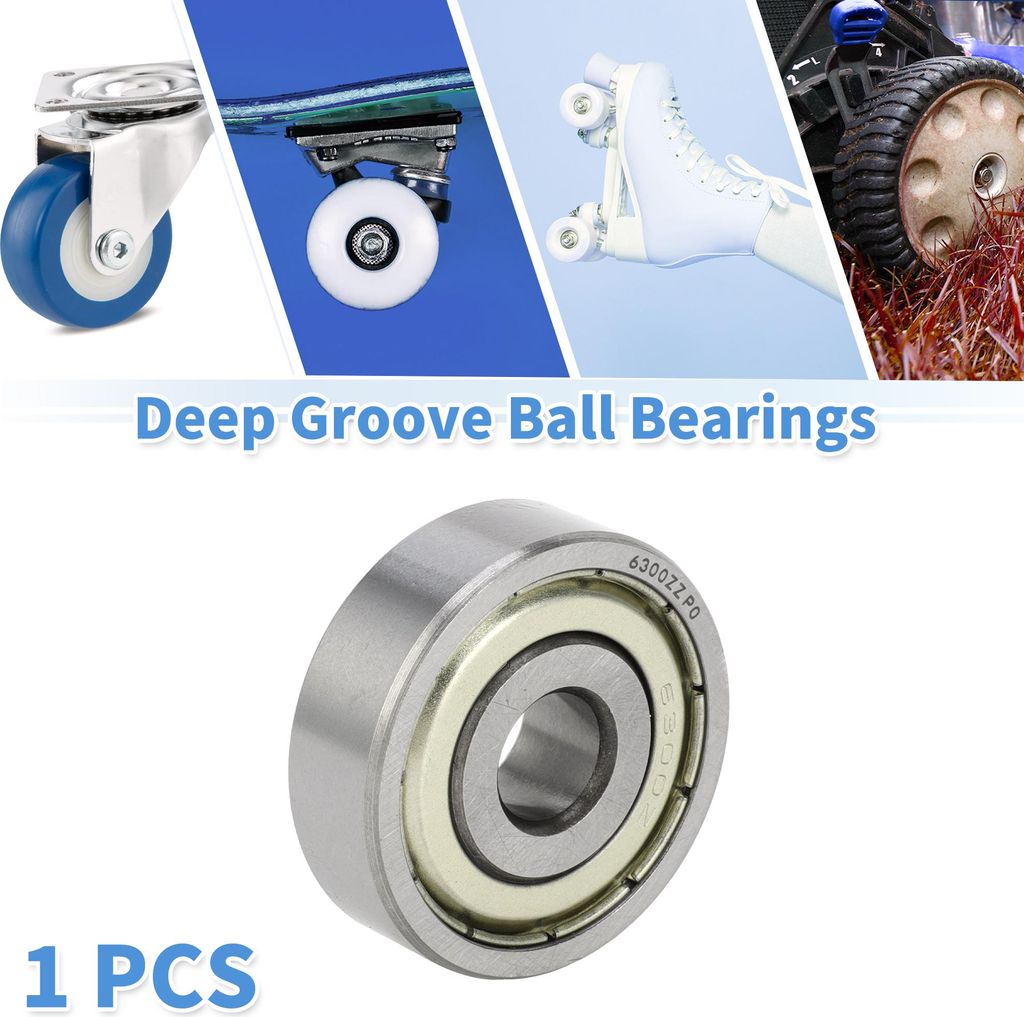 6300ZZ Rillenkugellager P0 10x35x11mm Geschmierte Lager Doppel-Metall-Dichtung Silberton Roller Skateboard Rad