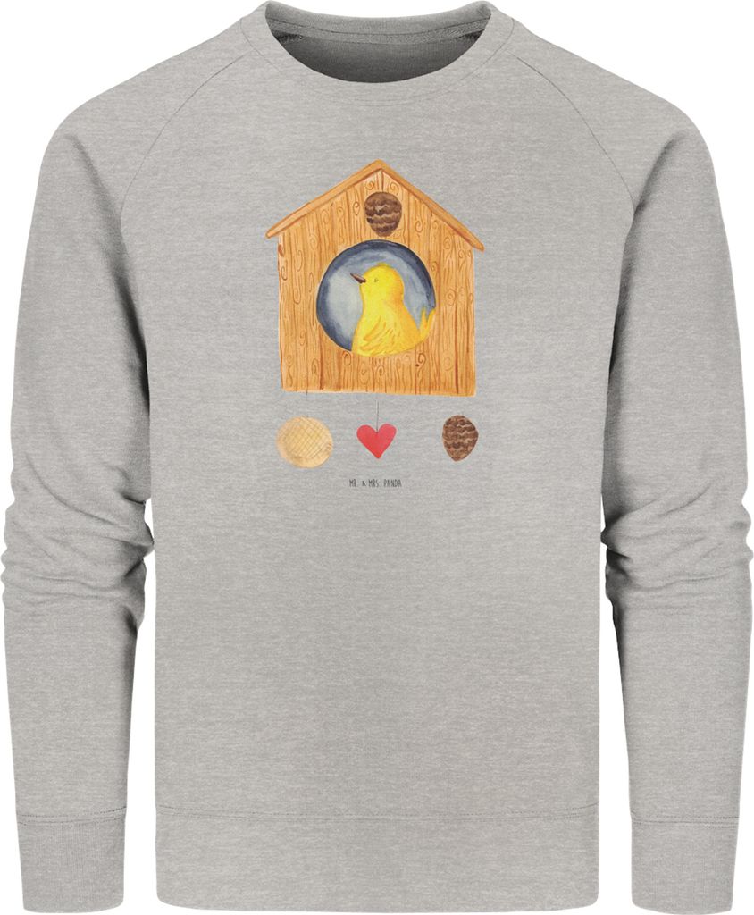 Mr. & Mrs. Panda Baumwoll Sweatshirt Vogel Haus Größe L - Heather Grey - Geschenk, Wohnung, Familie, Pullover, Vögel, Lustige Sprüche, Vogelhau...