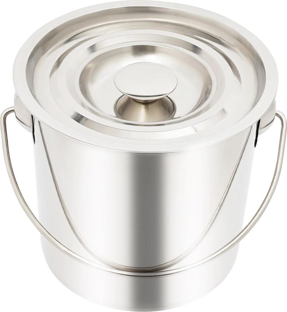 Edelstahl-Topf mit Deckel - Suppentopf - 6 l Fassungsvermögen - Lebensmittelecht - Für Induktion & Gas - 1,6 mm Stark - 21,5×19,5×20 cm - Silber