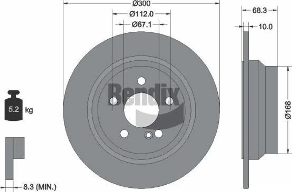 Disque de frein BENDIX BDS1200 anti-vibration pour Mercedes 0004231012 CLS