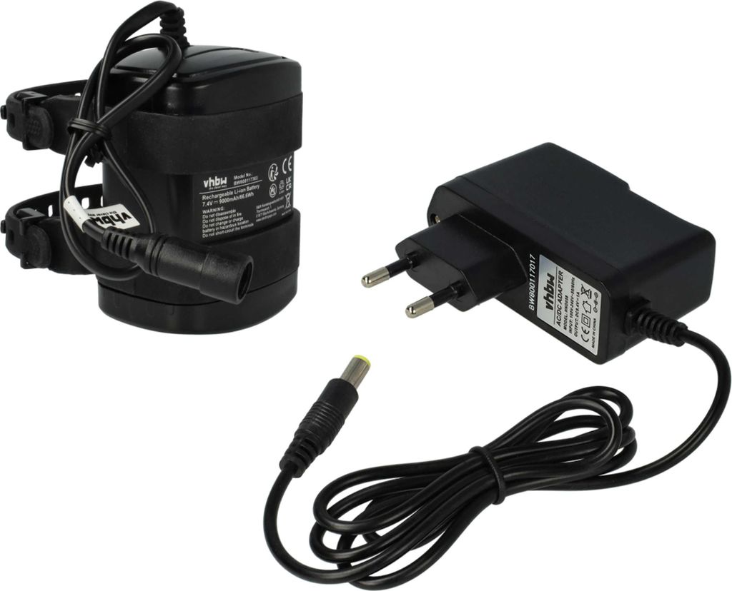 vhbw Akkupack für Fahrradlampen (9000 mAh, 7,4 V, Li-Ion) Produktbild 