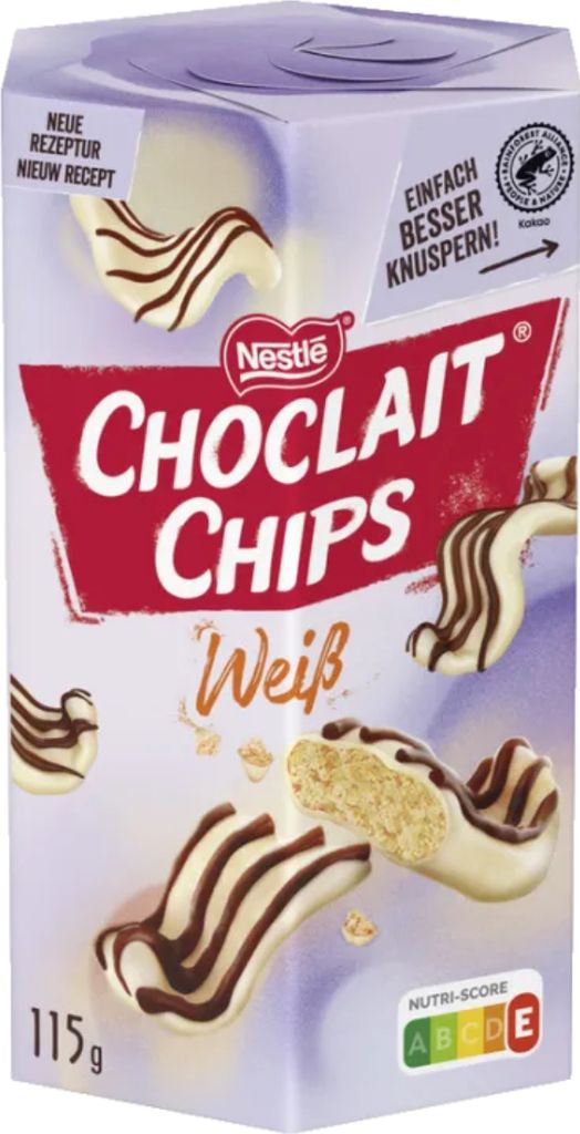 Nestle Choclait Chips weiß knusprig mit Mandelgeschmack Produktbild 
