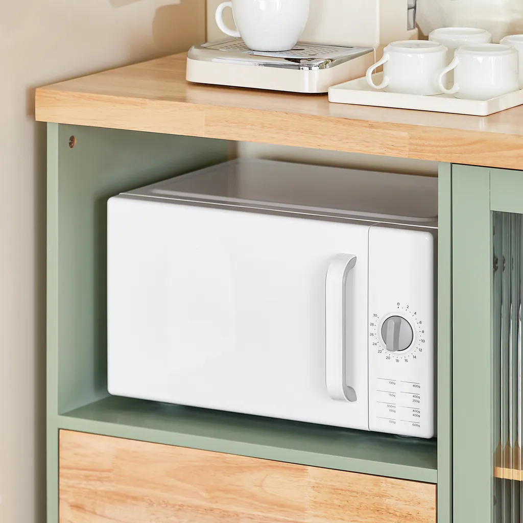 Buffet de cuisine gris SoBuy, rangement micro-ondes FSB81-GR compact