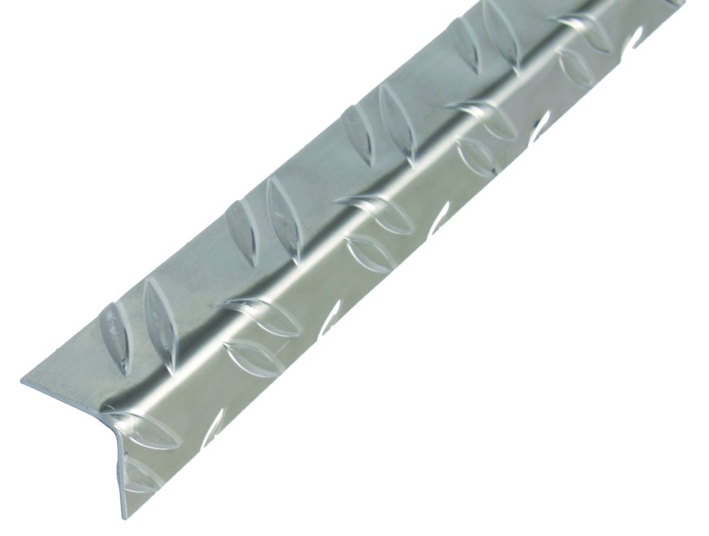 Alberts Winkelprofil | Riffel-Prägung | Aluminium, blank | 1000 x 23,5 x 23,5 mm | 3er Set