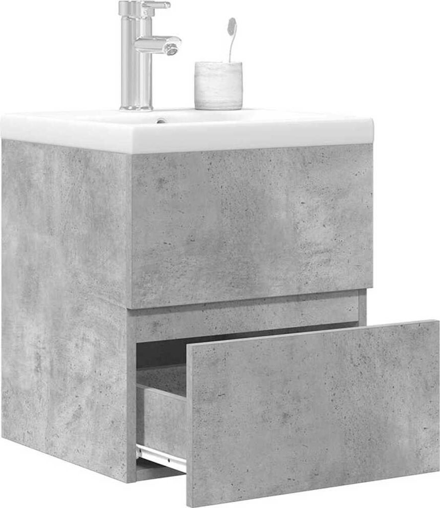 Möbel 2-tlg. Badmöbel-Set Betongrau Holzwerkstoff - Badezimmer 3324913