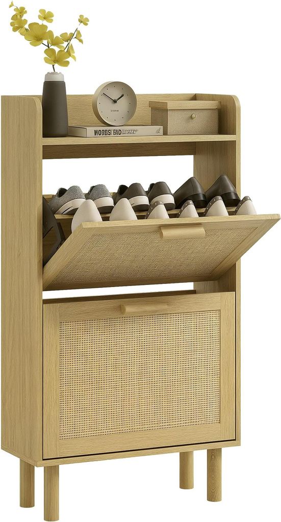 HOMCOM Schuhschrank, Schuhregal, 2 Klapptüren, 12 Paar Produktbild 