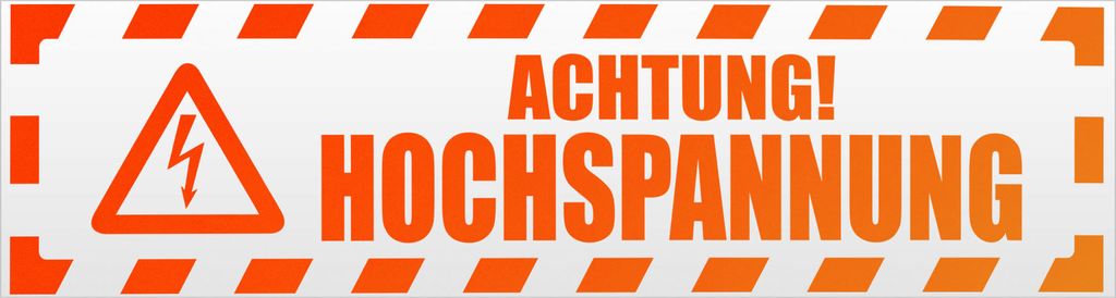 Kiwistar Achtung Hochspannung gestreift Magnetschild Schild magnetisch - 45cm Neonorange - Magnetfolie für Auto PKW Kfz