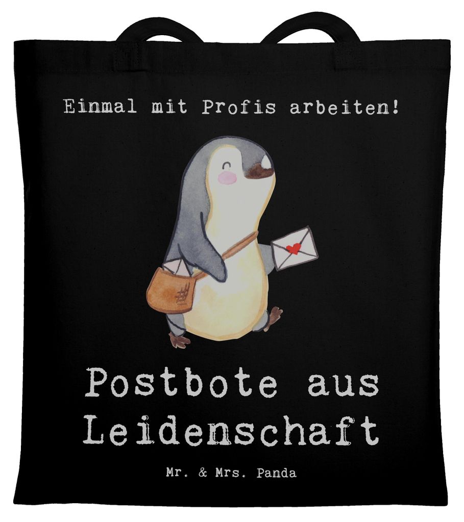 Mr. & Mrs. Panda Tote Bag Postbote Leidenschaft - Schwarz - Geschenk, Briefzusteller, Postler, Jutebeutel, canvas tasche, Jutetasche, Briefträger,...
