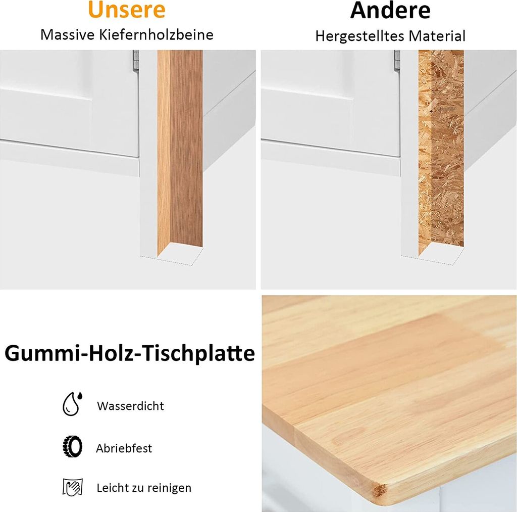 COSTWAY Küchenwagen auf Rollen, Kücheninsel mit Schublade, Produktbild 5