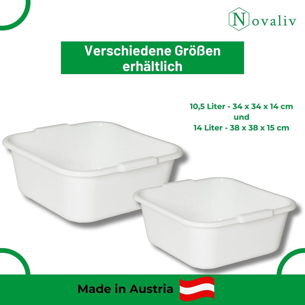Novaliv 10x čtvercová mísa na mytí nádobí 14 l, 38x38 cm, Obrázek produktu 