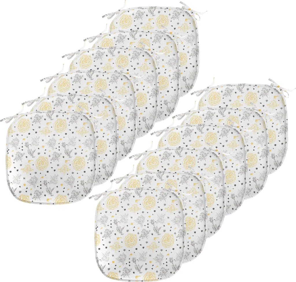 Set 12 Cuscini Sedie 40x40 ABAKUHAUS Fiori Giallo Grigio Impermeabili
