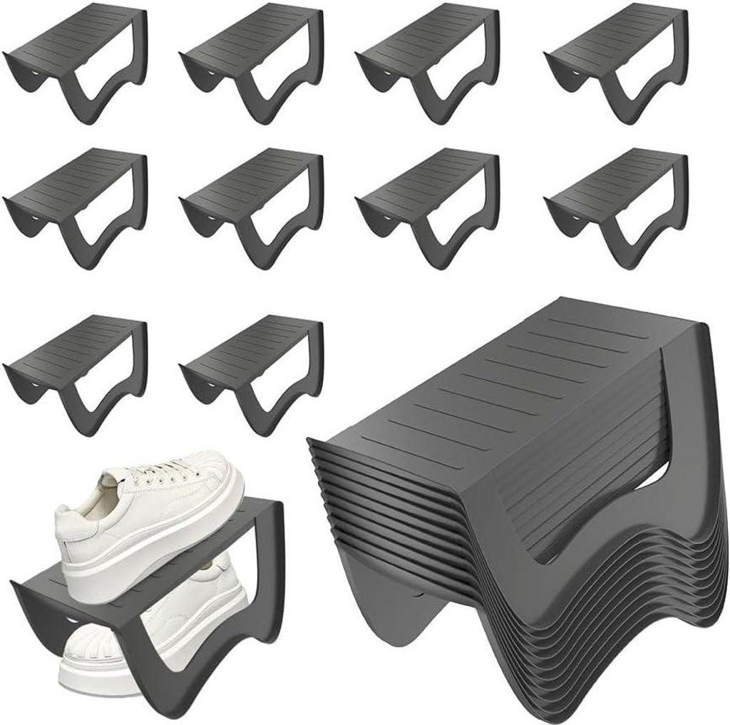QEENTOE 10 Stück rutschfest Schuhstapler Schuhschlitze PP Produktbild 