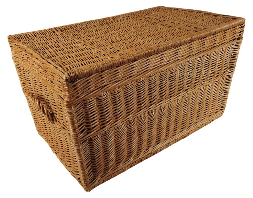 Truhe mit Deckel aus Weide braun natur 80x50x48 cm