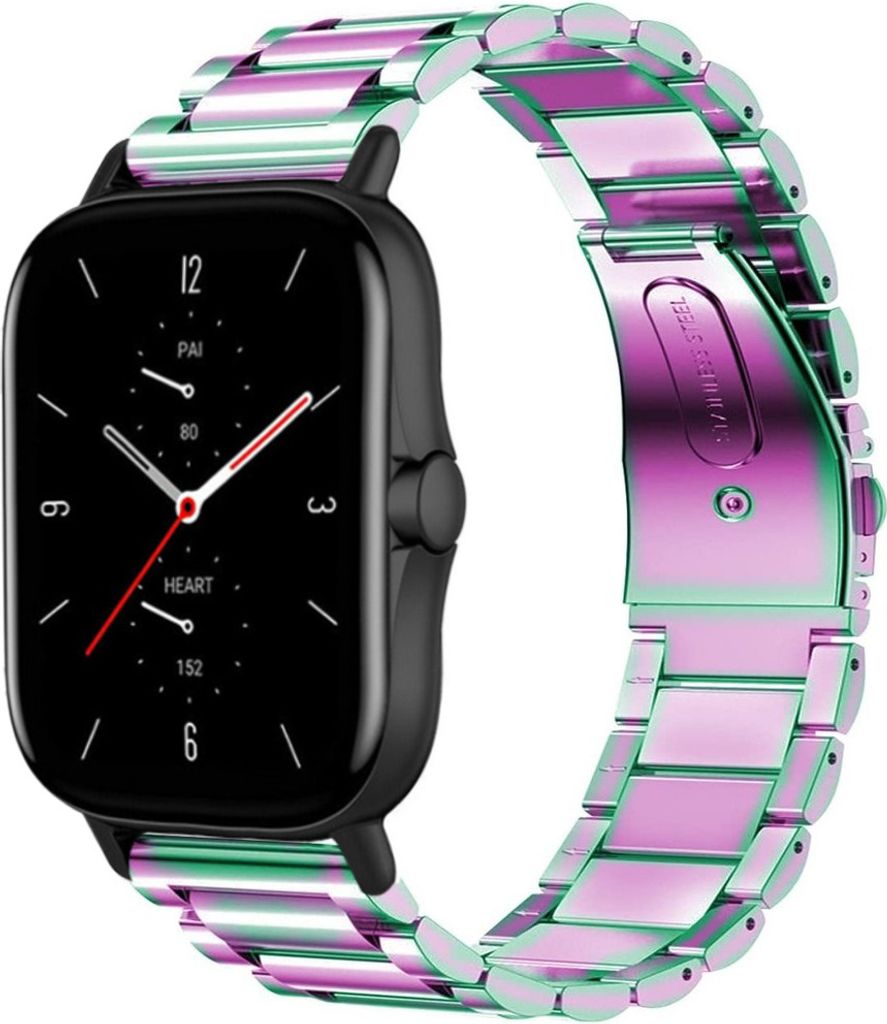 Strap-it Stahlarmband - Kompatibel mit Amazfit GTS 2 Armband Ersatzarmband Edelstahl - Gliederarmband mit Faltschließe - Hochwertiges Material - f...