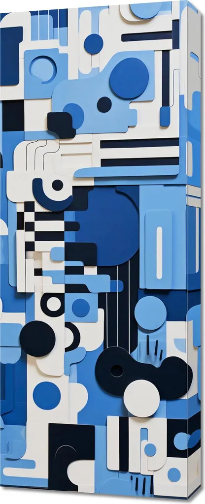 Quadro Labirinto Blu 40x100 cm - Arte Astratta Rilassante per la Casa