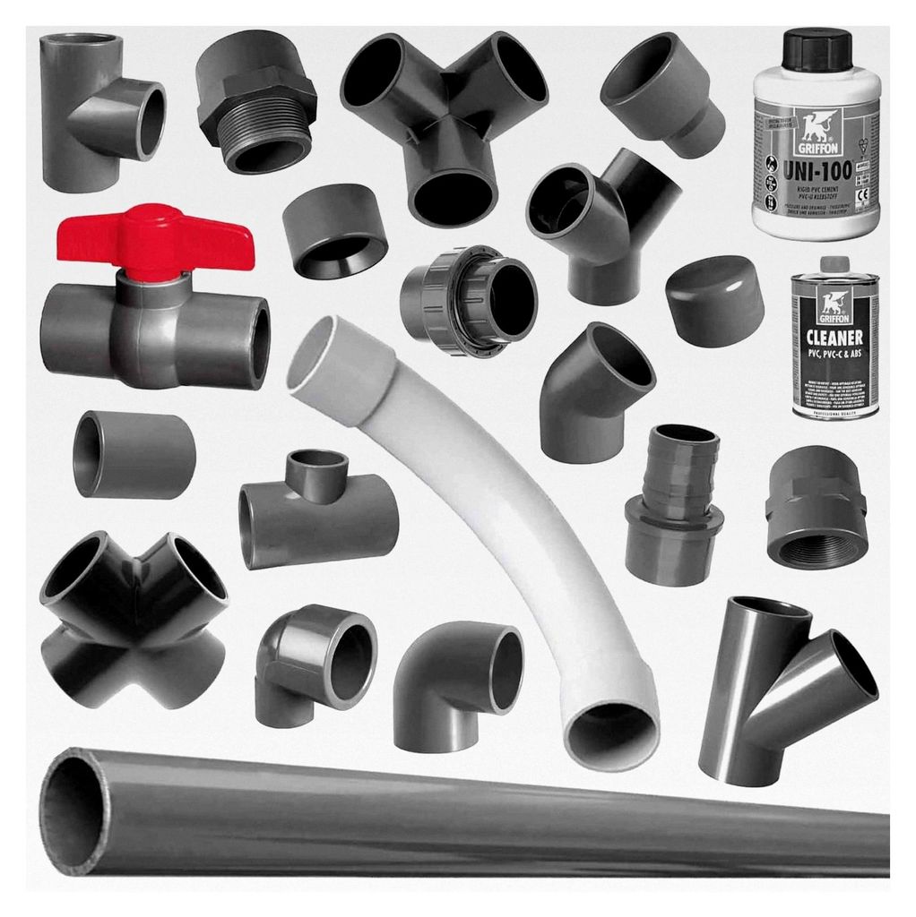 PVC Kunststoffrohr Stange 1 m lang, 20 mm Außendurchmesser, 2,0 mm Wandstärke, Druck PN 16 Bar