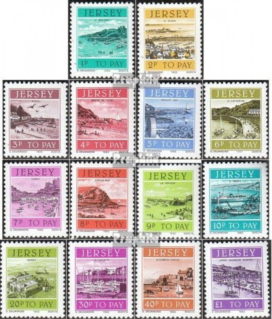 Briefmarken GB - Jersey 1982 Mi P33-P46 (kompl.Ausg.) postfrisch Häfen von Jersey