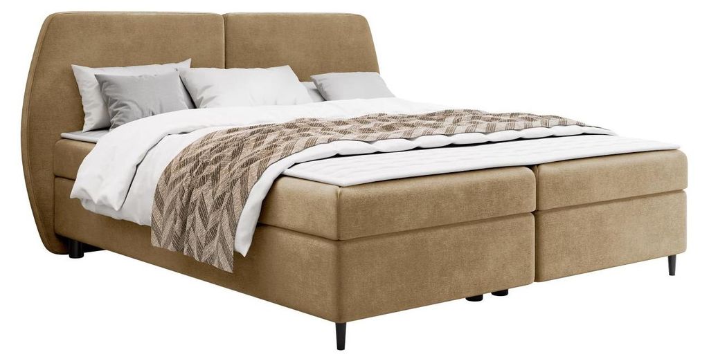 MIRJAN24 Boxspringbett mit zwei Bettkästen Madryt, Schlafzimmer Ehebett, Doppelbett mit Topper (Farbe: Wave 04, Größe: 160x200 cm)