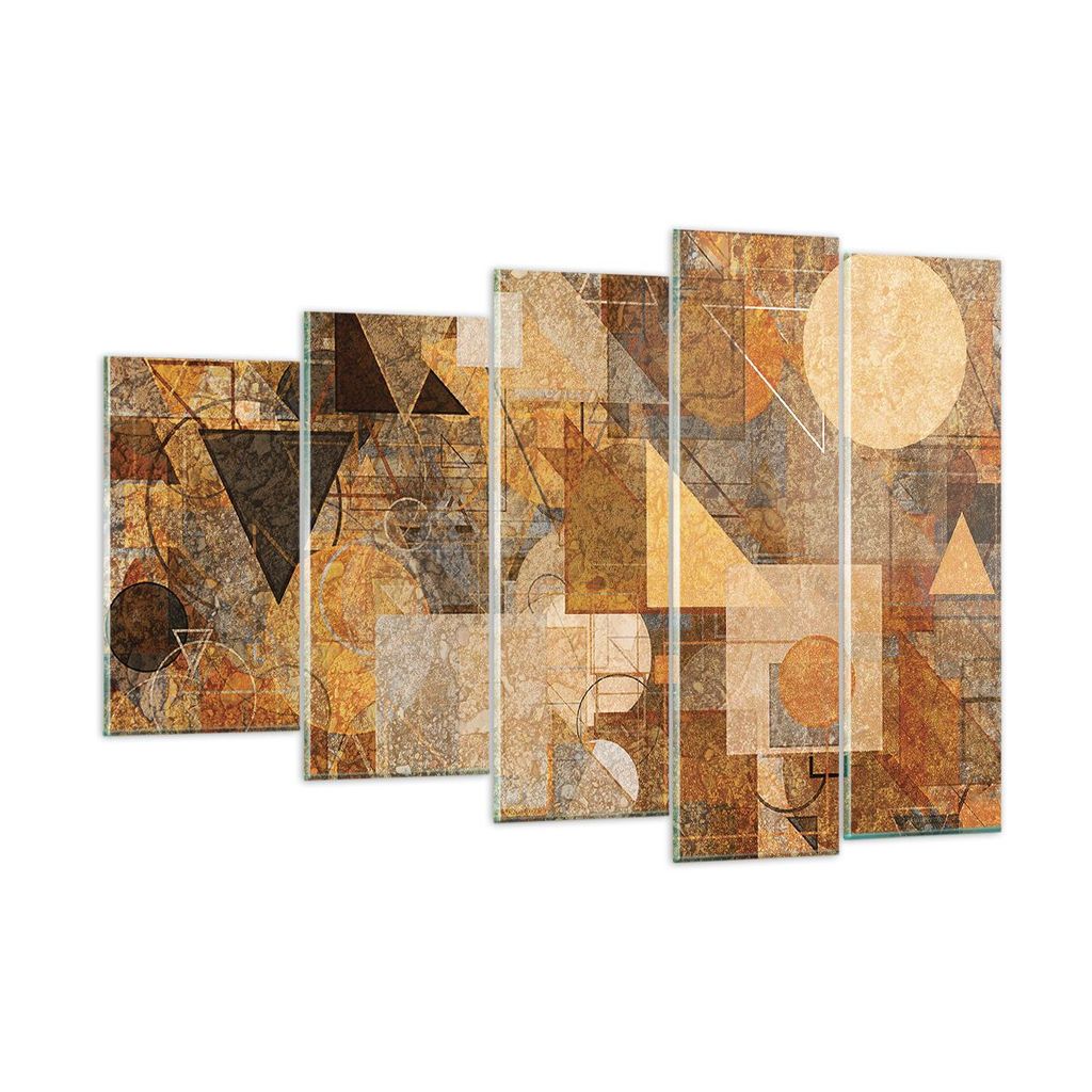 Bilder auf glas - 5 Teile - Abstraktion Figuren Geometrisch - 150x100cm - Glasbilder - Wandbilder - Bilder - Wanddekoration aus Glas - Glas Bilder ...