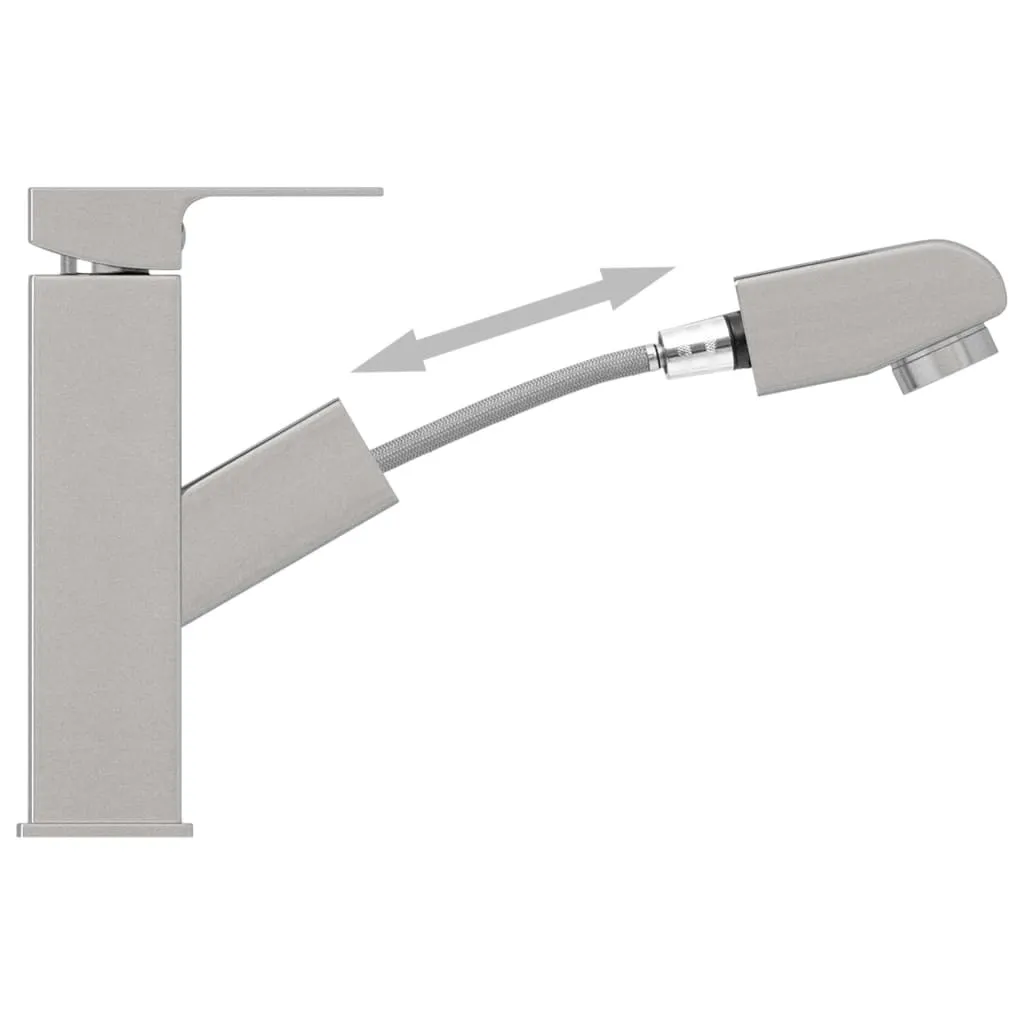Robinet de lavabo argenté avec douchette extractible multi-usage - 8