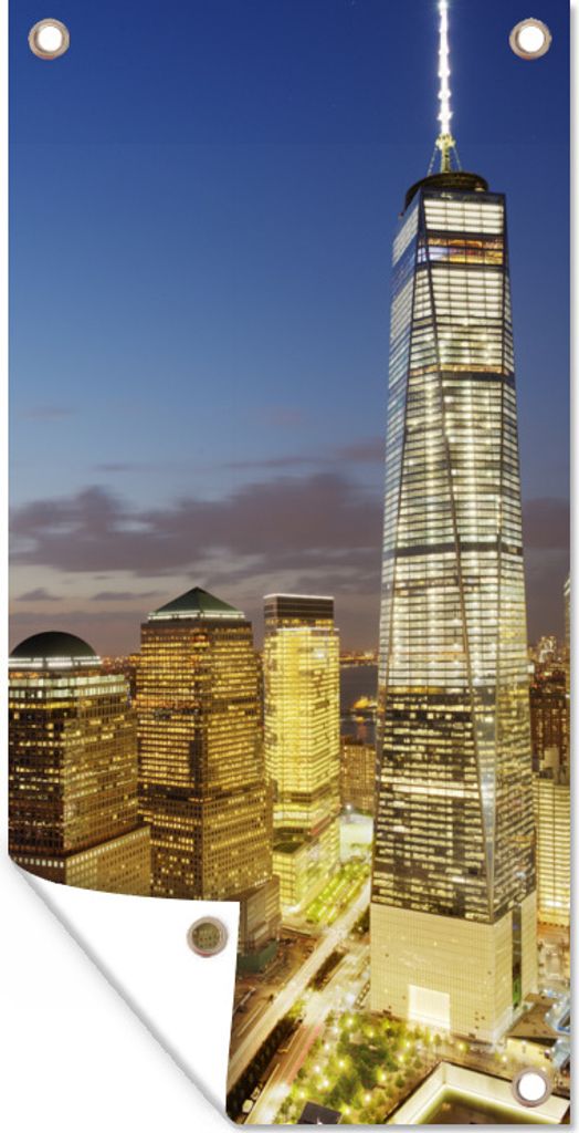 MuchoWow 30x60 cm Outdoor-Poster Gartendeko Sichtschutz Garten Poster für den Garten Das One World Trade Center in New York bei Nacht