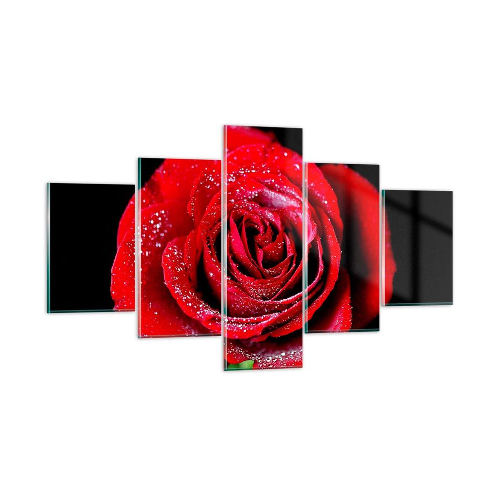 Bilder auf glas - Rose Blume Blütenblätter Wasser - 125x70cm - Glasbilder - Wandbilder - Kunstdruck - zum Aufhängen bereit - Wanddekoration aus ...