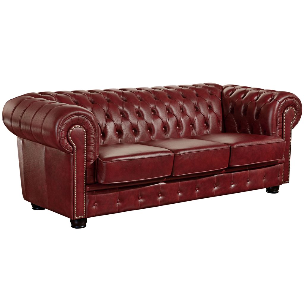 Max Winzer Sofa 3-Sitzer Norwin - Wischleder rot - Maße: 200 x 98 x 74 cm