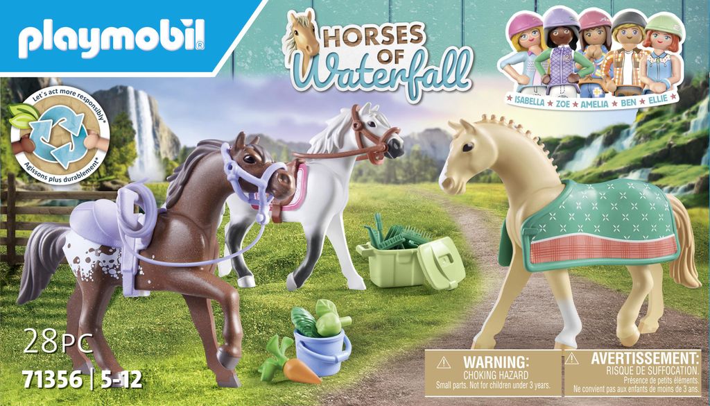 PLAYMOBIL Horses of Waterfall - 3 chevaux : Morgan, Quarter Image du produit 