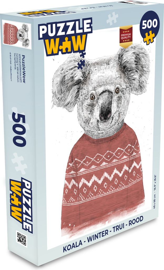 MuchoWow Puzzle 500 Teile Koala - Winter - Pullover - Rot - Denken - Spiel - Toy