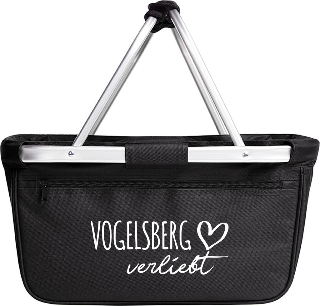 Huuraa Einkaufskorb Vogelsberg verliebt 20 Liter Black faltbarer Tragekorb Geschenkidee