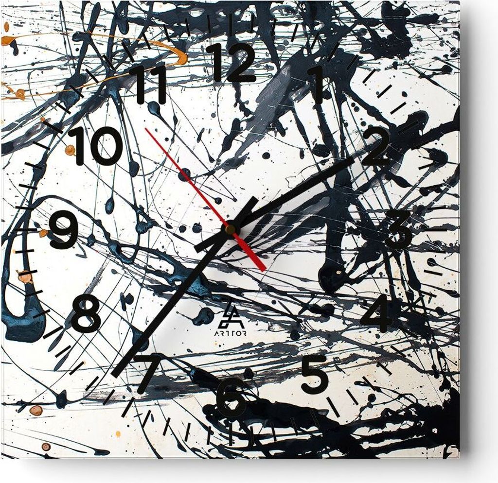 Wanduhr - Quadrat - Glasuhr - Abstraktion modern - 40x40cm Produktbild 