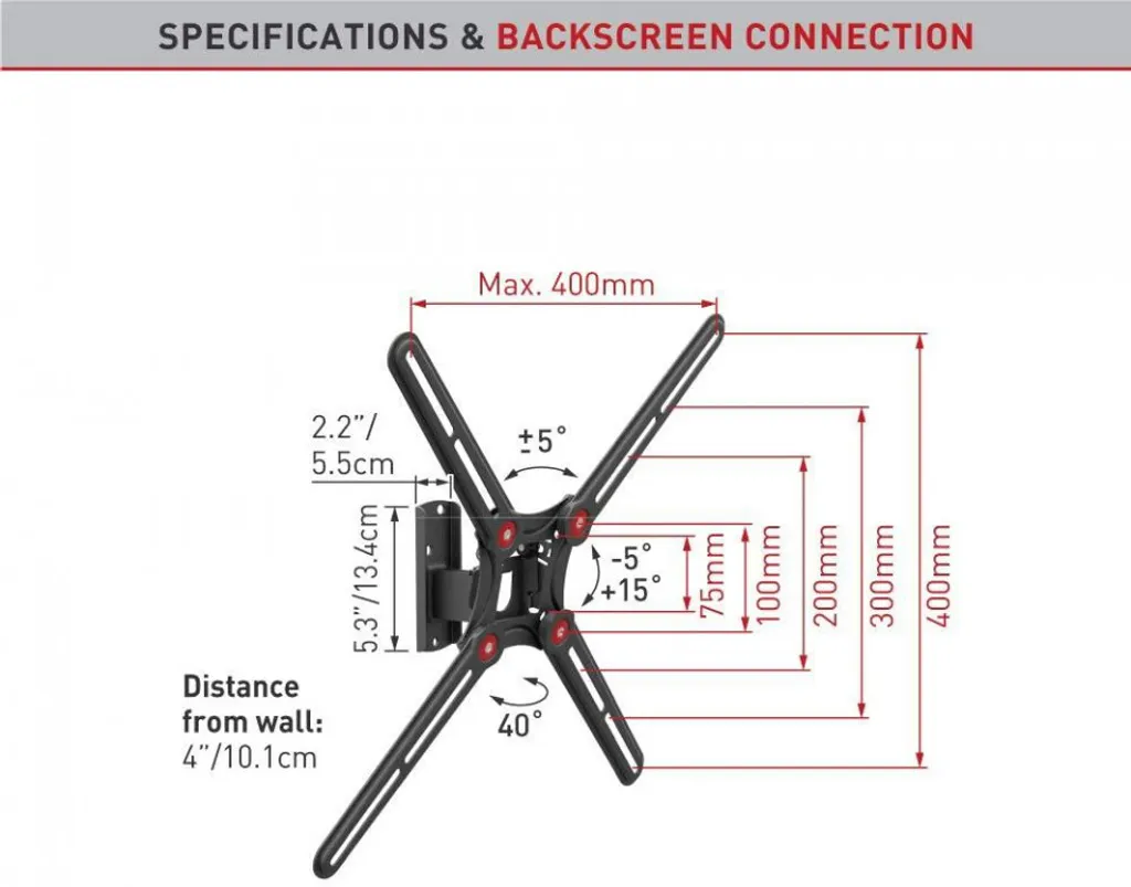 Support Mural TV Barkan BM320 Orientable 13-65 Pouces Noir