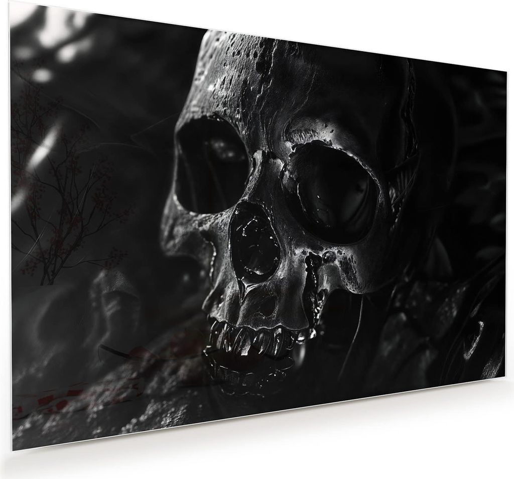 Glasbild 75x50cm in XXL für Wohnzimmer, Schlafzimmer Motiv Schädelaufnahme