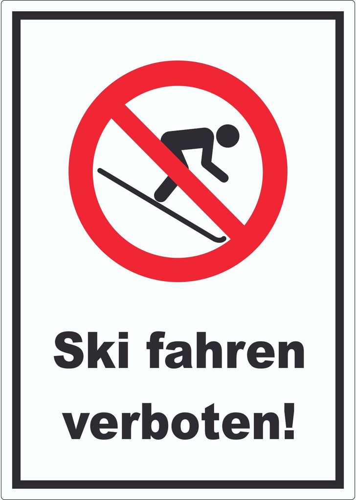 Ski fahren verboten Aufkleber A9 (37x52mm)