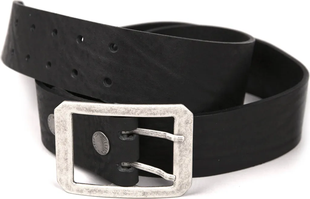 Ceinture Helstons Double D noire 90cm cuir robuste et boucle vintage